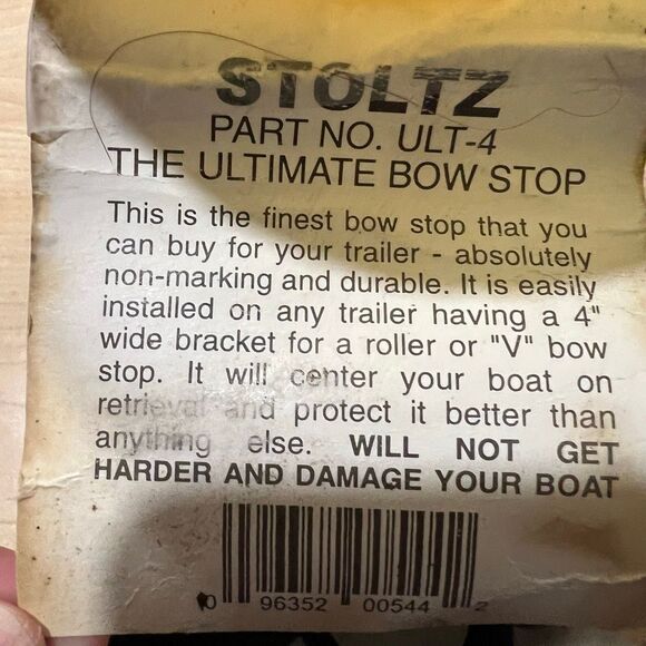 NWT STOLTZ Marine Hourglass Bow Stop Trailer Assembly Amber Size 4" Non Marking - Picture 5 of 5
